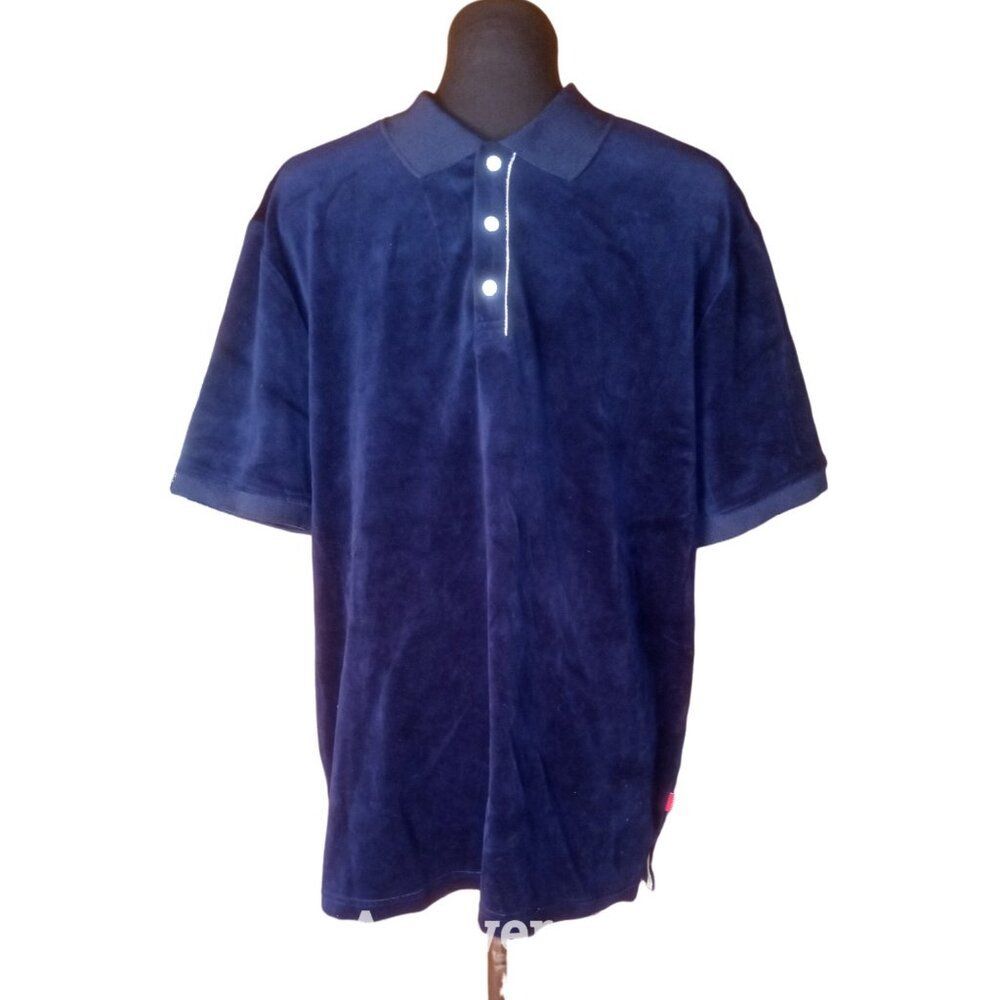 Navy Velour Polo Shirt